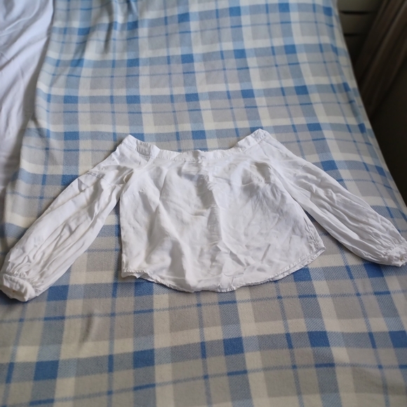 Maeve Anthropologie White Linen Top Boat Neck Balloon Sleeve Women Sz 4 Peasant - Picture 13 of 14